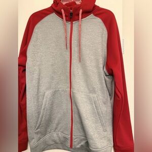 Adidas Red and Gray Zip-Up Men's Sweater
